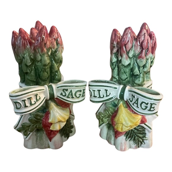Fitz and Floyd Classics Asparagus Dill Sage SALT PEPPER SHAKERS - Picture 5 of 7